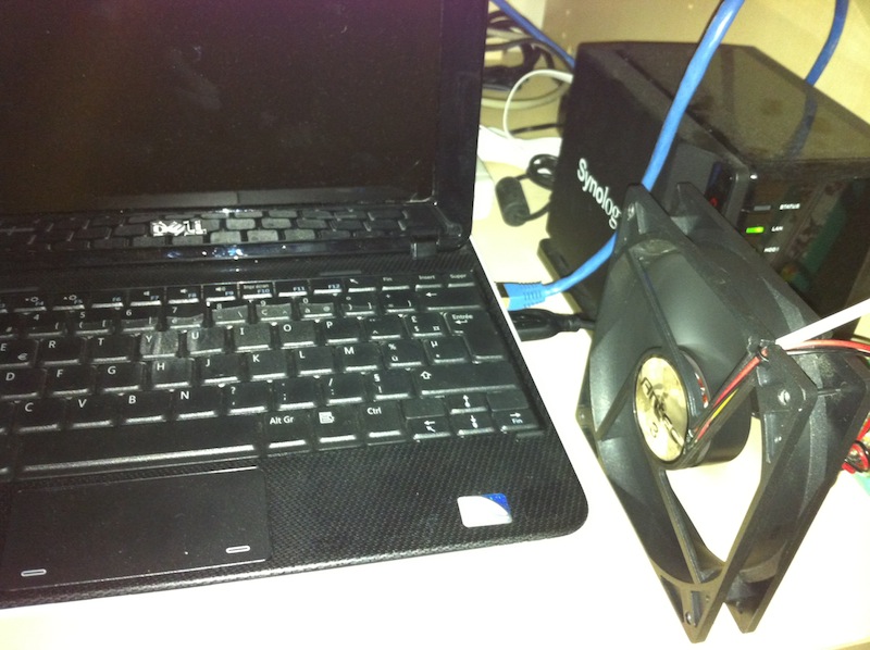 Home-made USB fan in testing mode