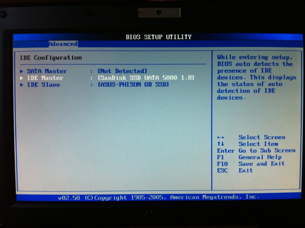 SSD in the BIOS