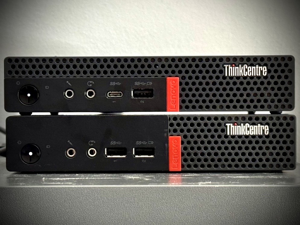 ThinkCentre M710q and M720q stacked up.